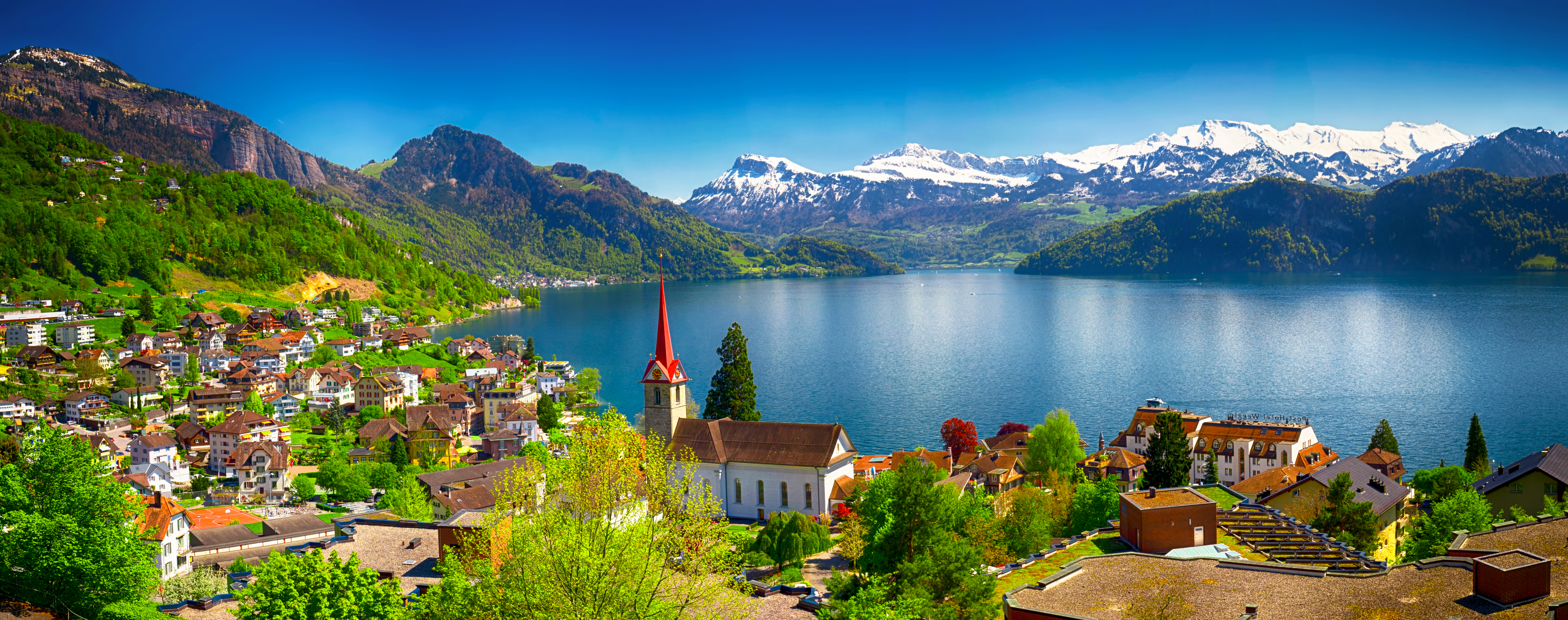 Swiss Alps and lake